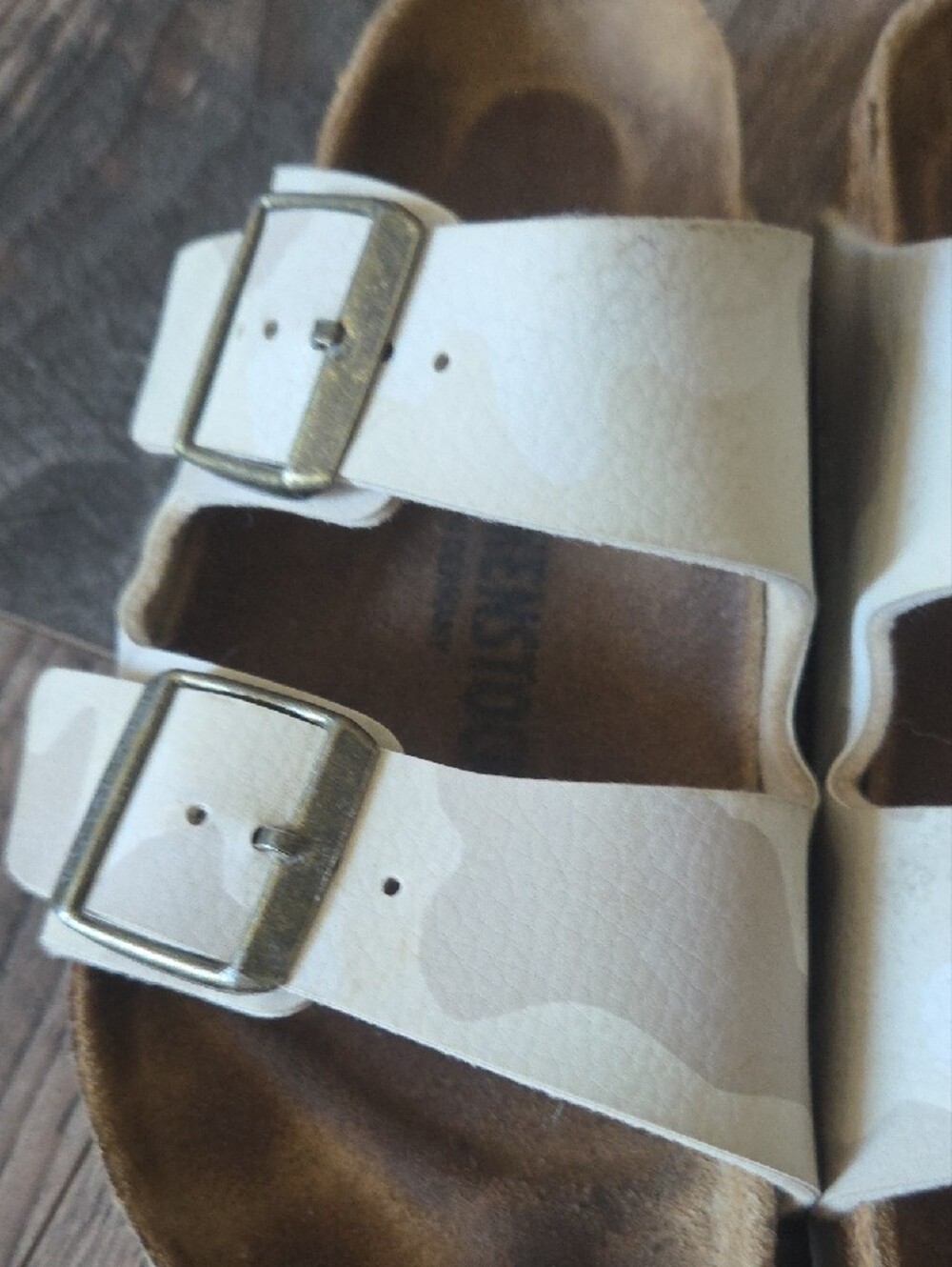 Birkenstock Cream Double Strap Buckle Sandals - Picture 3 of 11